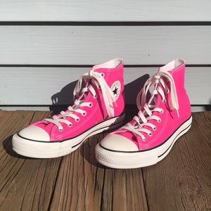 Hot pink high-top Converse Chuck Taylor M-7 W-9